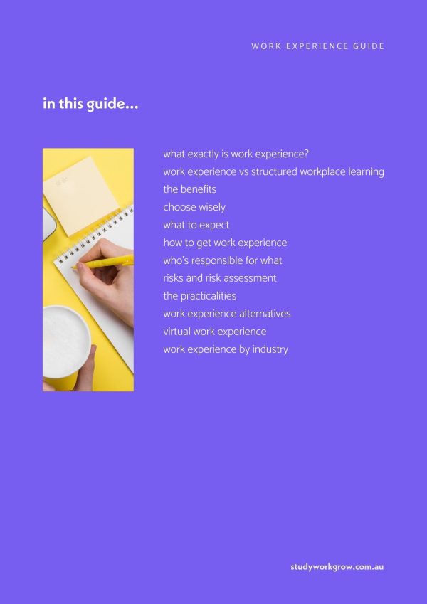 Sample page of the Work Experience Guide
