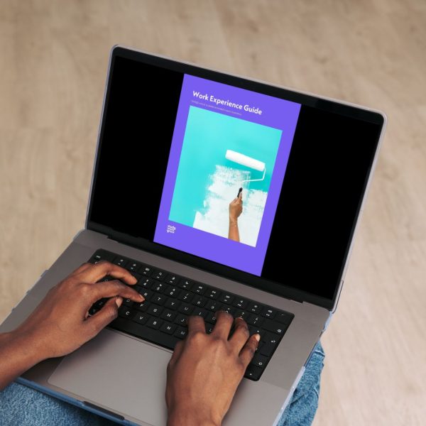 Person reading the Work Experience Guide on a laptop